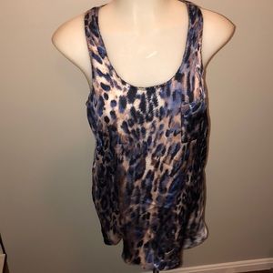 Bar III Satin Leopard Purple Racerback Tank XS
